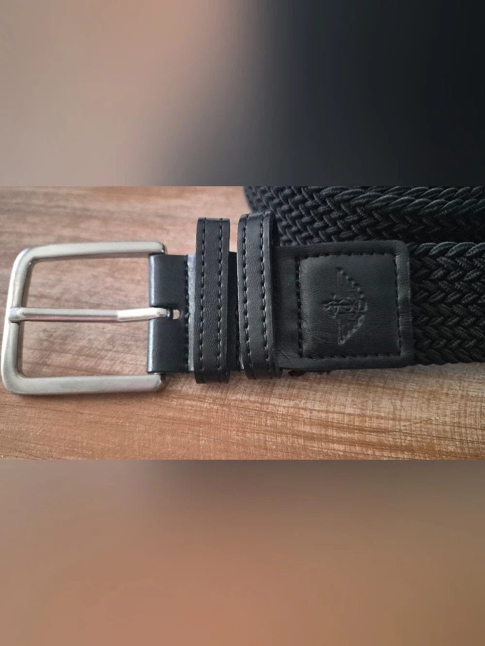Dockers Men's Black Woven Elastic Stretch Belt - Size XL Like New